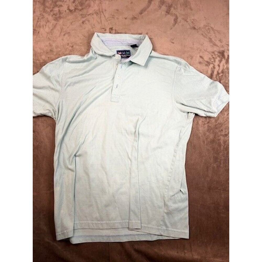 Charleston Threads‎ Polo Shirt Men’s Size XL Blue/Green Striped Preppy